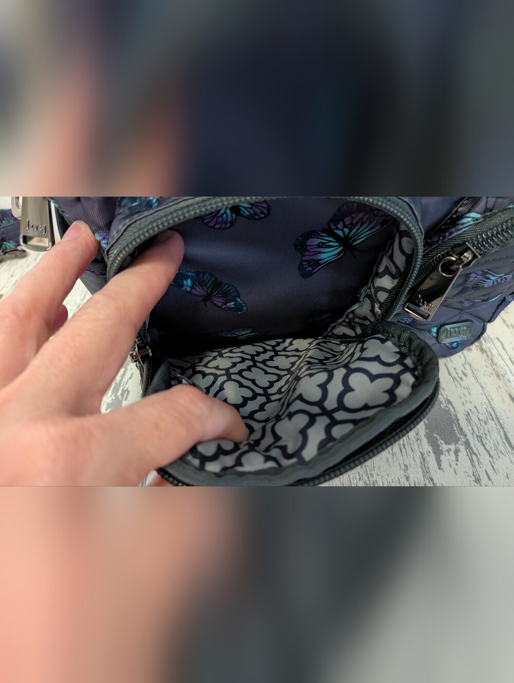 Lug Navigator Crossbody Handbag Navy Butterfly - Picture 3 of 9